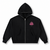Peacekeeper Fleeced Full-Zip Boxy Hoodie - Black