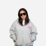 Peacekeeper Fleeced Full-Zip Boxy Hoodie - Grey