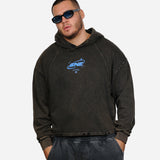 True Path Vintage Washed Frayed-Hem Hoodie - Black