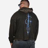 True Path Vintage Washed Frayed-Hem Hoodie - Black