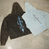 True Path Vintage Washed Frayed-Hem Hoodie - Black