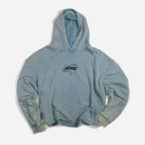 True Path Vintage Washed Frayed-Hem Hoodie - Blue