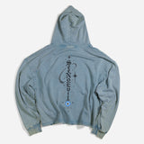 True Path Vintage Washed Frayed-Hem Hoodie - Blue
