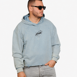 True Path Vintage Washed Frayed-Hem Hoodie - Blue