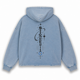 True Path Vintage Washed Frayed-Hem Hoodie - Blue